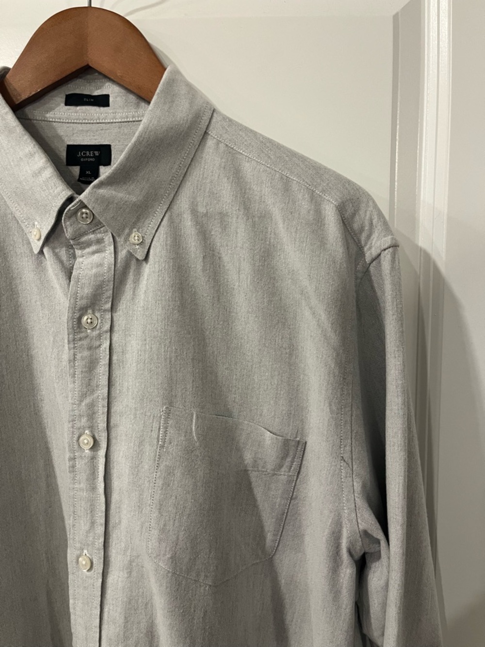 J. Crew Men's Light Gray Button-Down Oxford Shirt